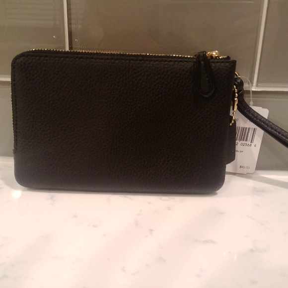 Coach Double Corner Zip F87590 Wristlet , Black - Picture 6 of 8